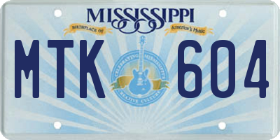 MS license plate MTK604