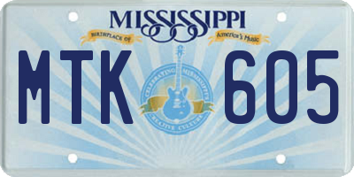 MS license plate MTK605