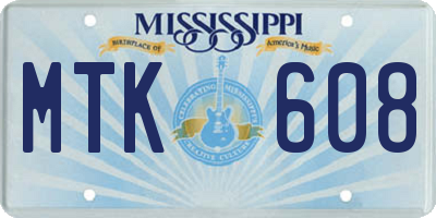 MS license plate MTK608