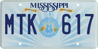 MS license plate MTK617