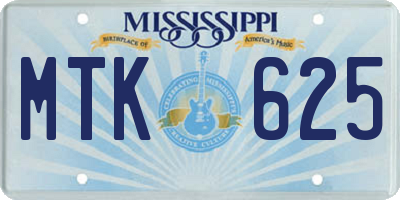 MS license plate MTK625