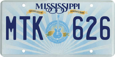 MS license plate MTK626