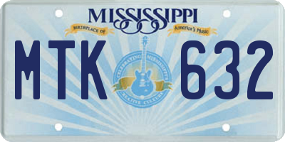MS license plate MTK632