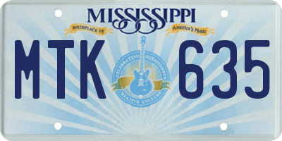 MS license plate MTK635