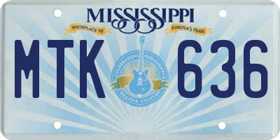 MS license plate MTK636