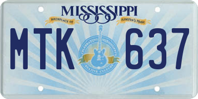 MS license plate MTK637