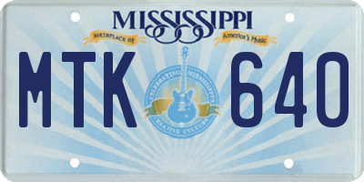 MS license plate MTK640