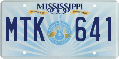 MS license plate MTK641