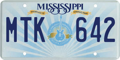 MS license plate MTK642