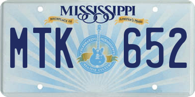 MS license plate MTK652