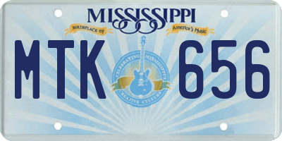 MS license plate MTK656