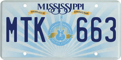 MS license plate MTK663