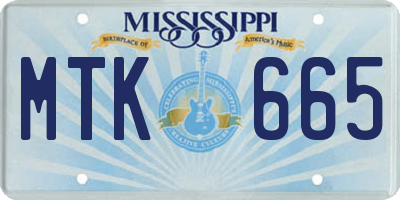 MS license plate MTK665