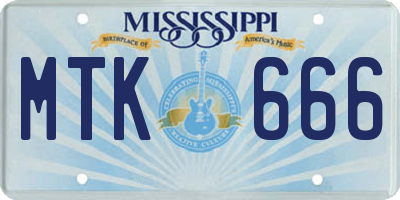 MS license plate MTK666