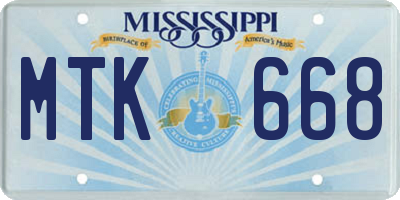 MS license plate MTK668
