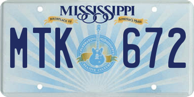 MS license plate MTK672