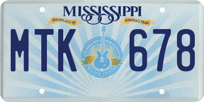 MS license plate MTK678