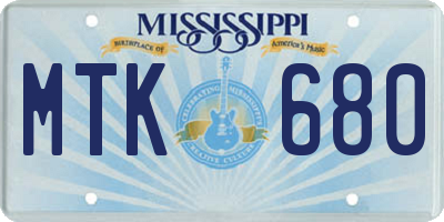 MS license plate MTK680