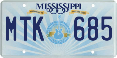 MS license plate MTK685