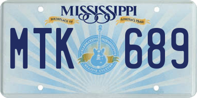 MS license plate MTK689