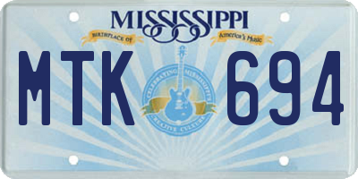 MS license plate MTK694