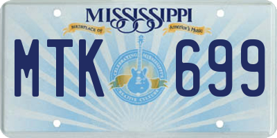 MS license plate MTK699