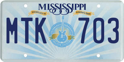 MS license plate MTK703
