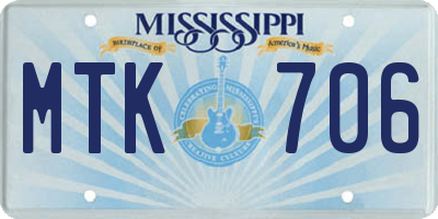 MS license plate MTK706