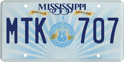 MS license plate MTK707