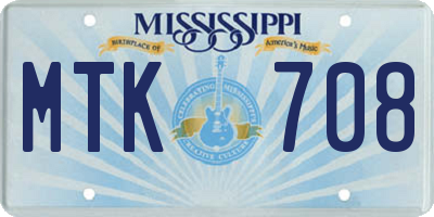 MS license plate MTK708