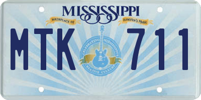 MS license plate MTK711