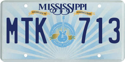 MS license plate MTK713