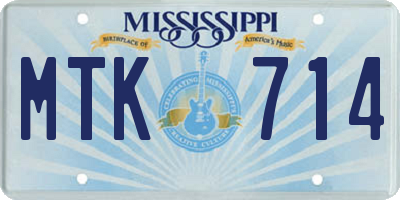 MS license plate MTK714