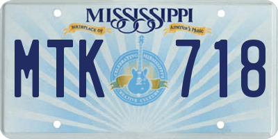 MS license plate MTK718