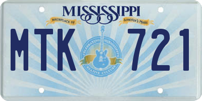 MS license plate MTK721