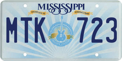 MS license plate MTK723