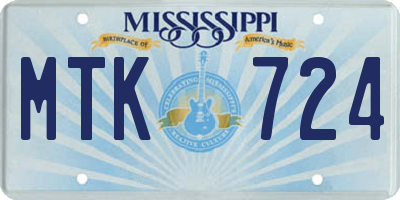 MS license plate MTK724