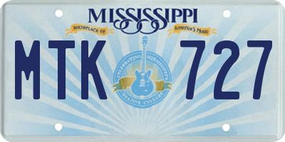 MS license plate MTK727