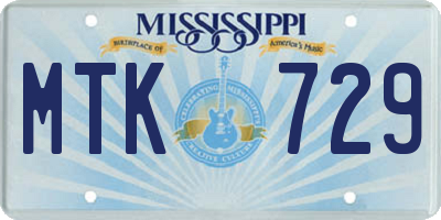 MS license plate MTK729