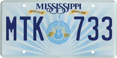 MS license plate MTK733
