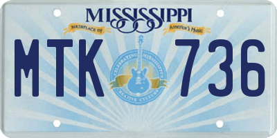 MS license plate MTK736
