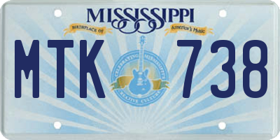 MS license plate MTK738