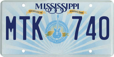 MS license plate MTK740