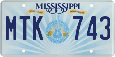 MS license plate MTK743