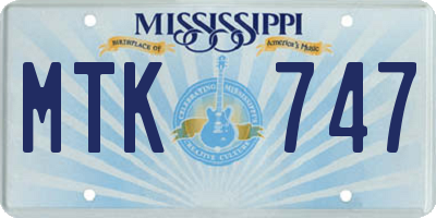 MS license plate MTK747