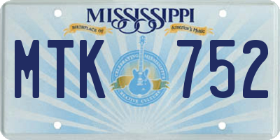 MS license plate MTK752