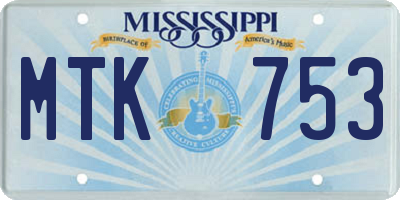 MS license plate MTK753