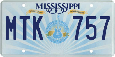 MS license plate MTK757