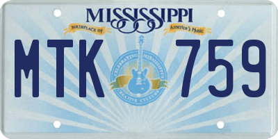 MS license plate MTK759