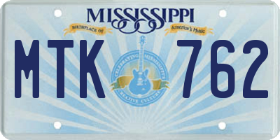 MS license plate MTK762